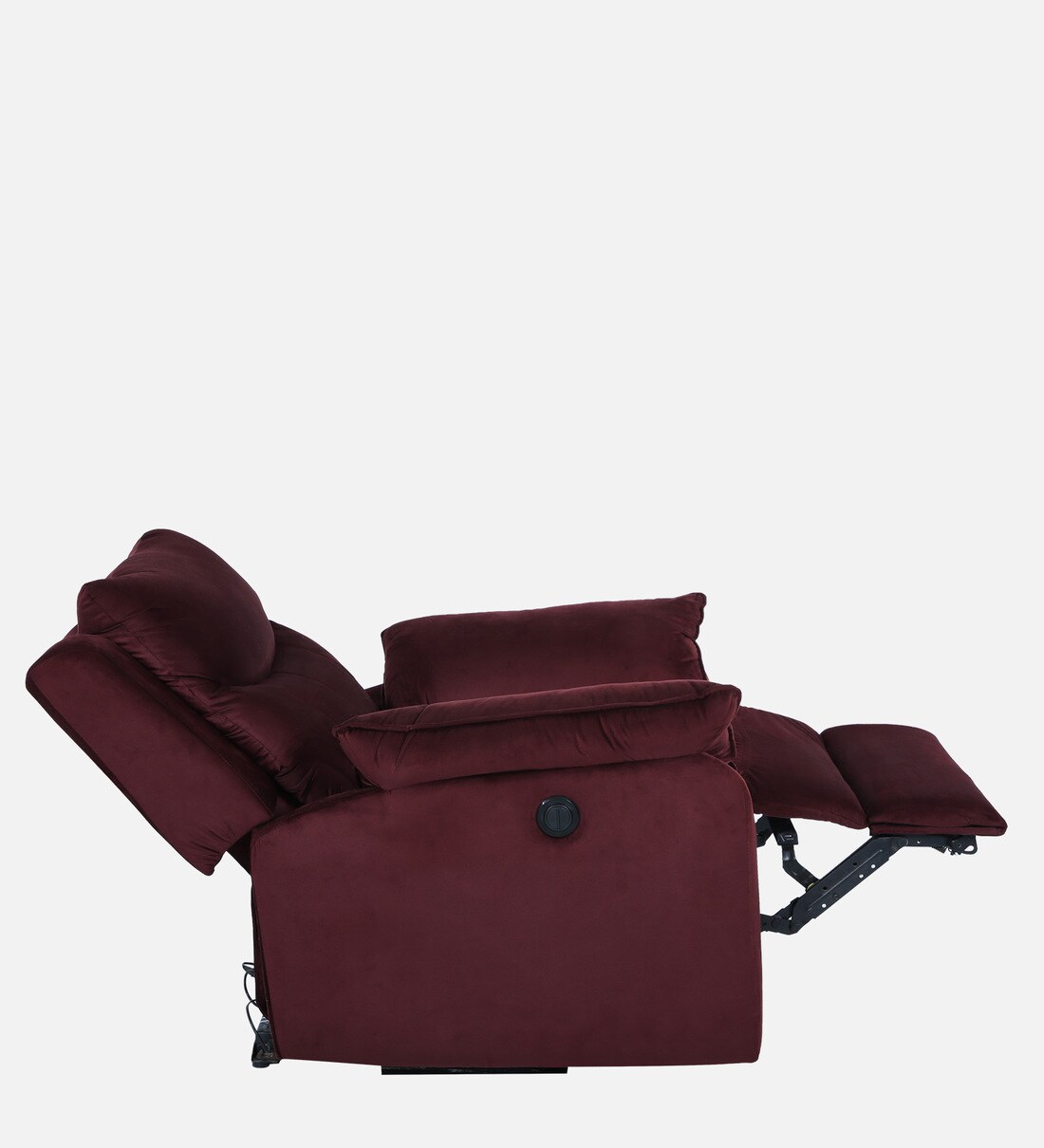 Buy Joey Velvet Motorized 1 Seater Recliner in Wine Red Colour by