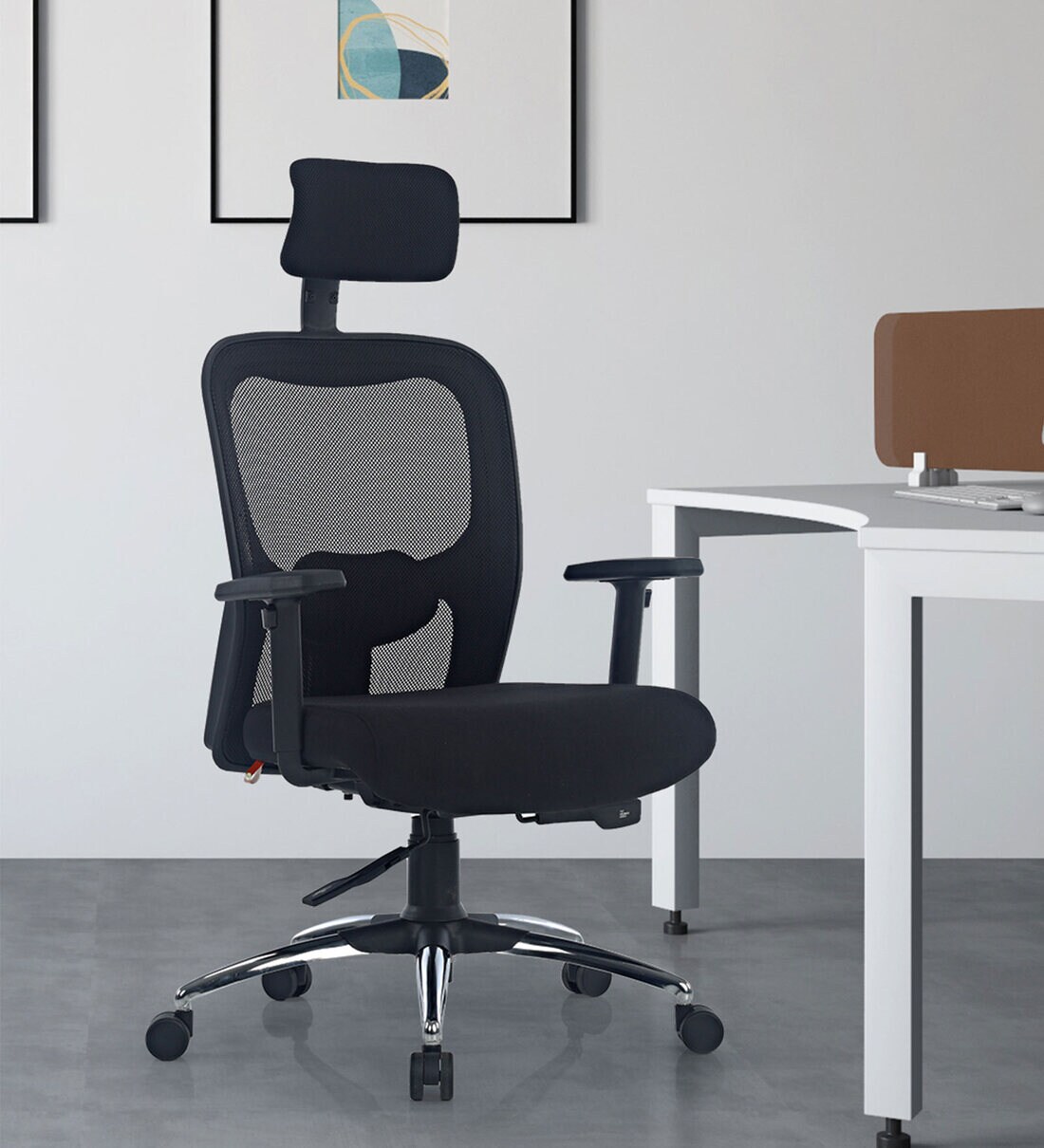 Buy Jordon Breathable Mesh Ergonomic Chair in Jet Black Colour with
