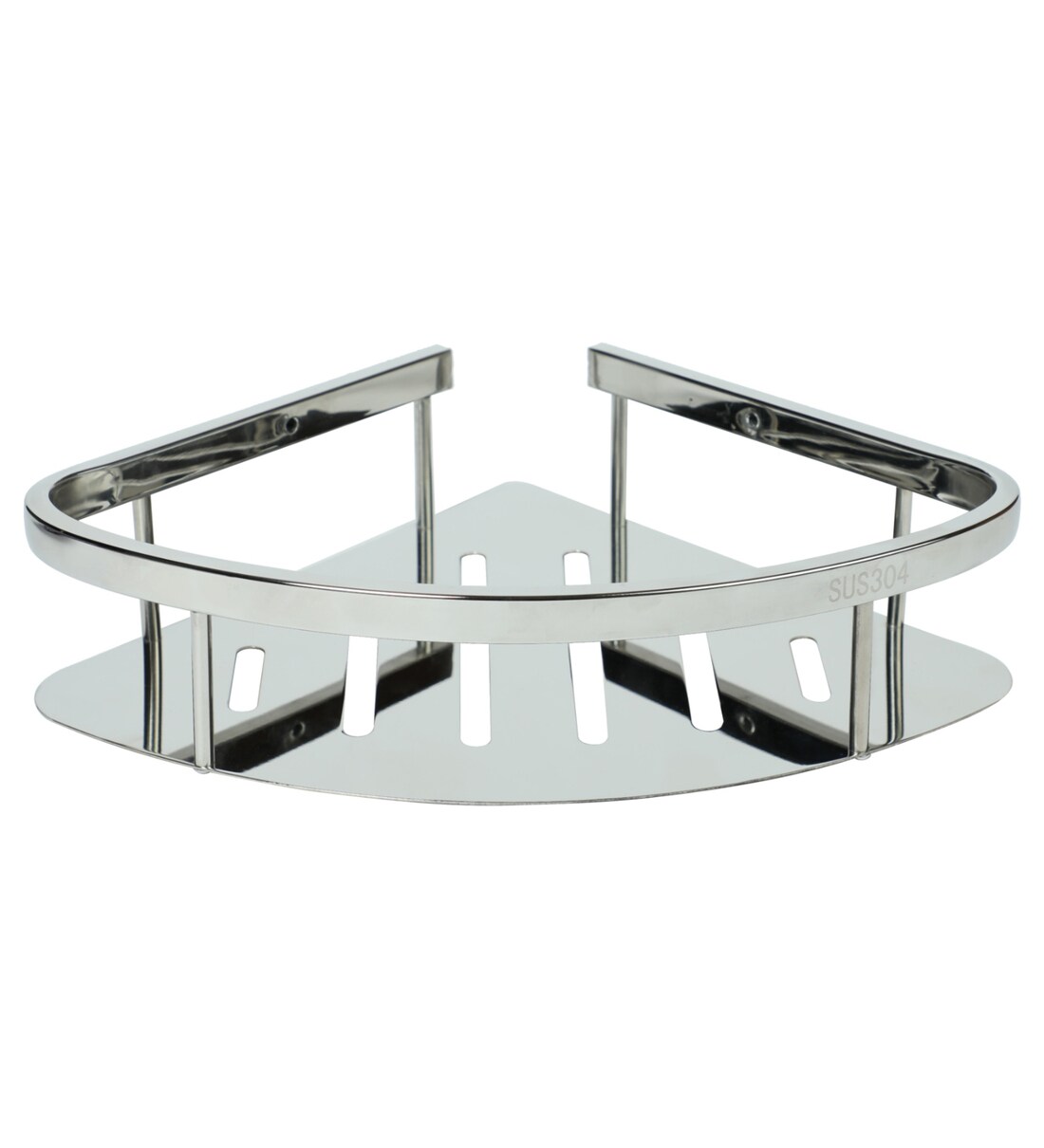 Buy Stainless Steel Corner Bathroom Shelf In Silver (L 9, W 9, H 0.8 Inches) By Joyo Cera