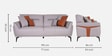 Jonas Leatherette 3 Seater Sofa In Oyster Grey Colour