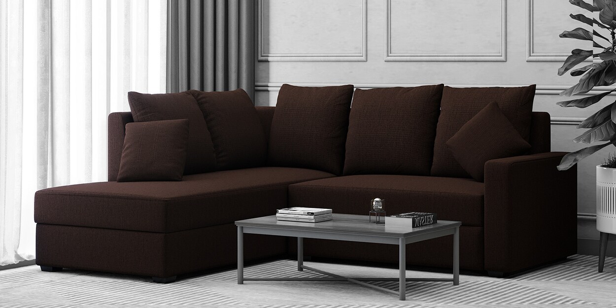 Buy Jordan Fabric RHS Sectional Sofa in Brown Colour at 19 OFF by