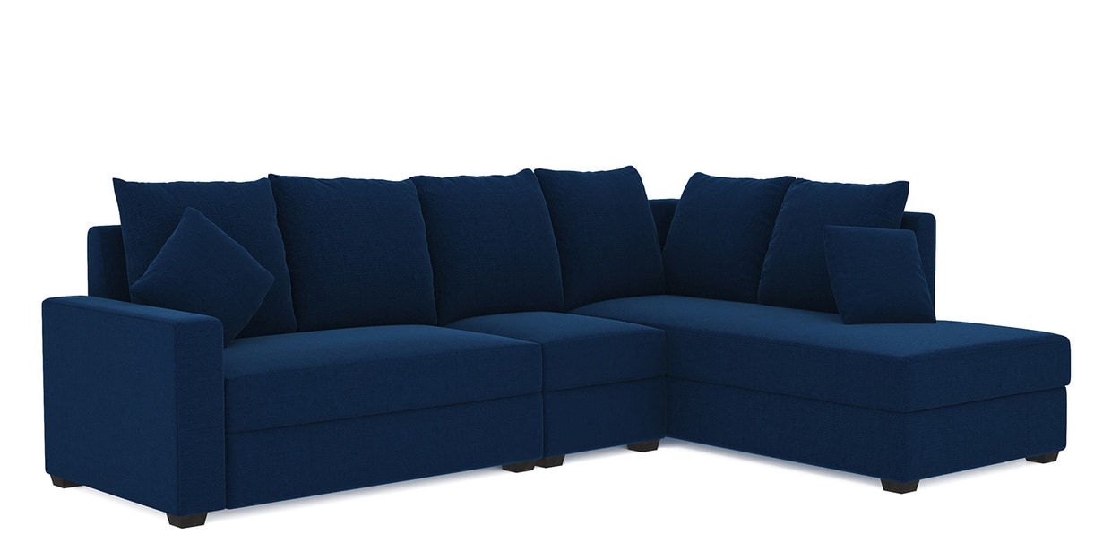 Buy Jordan LHS Sectional Sofa In Blue Colour by Muebles Casa Online