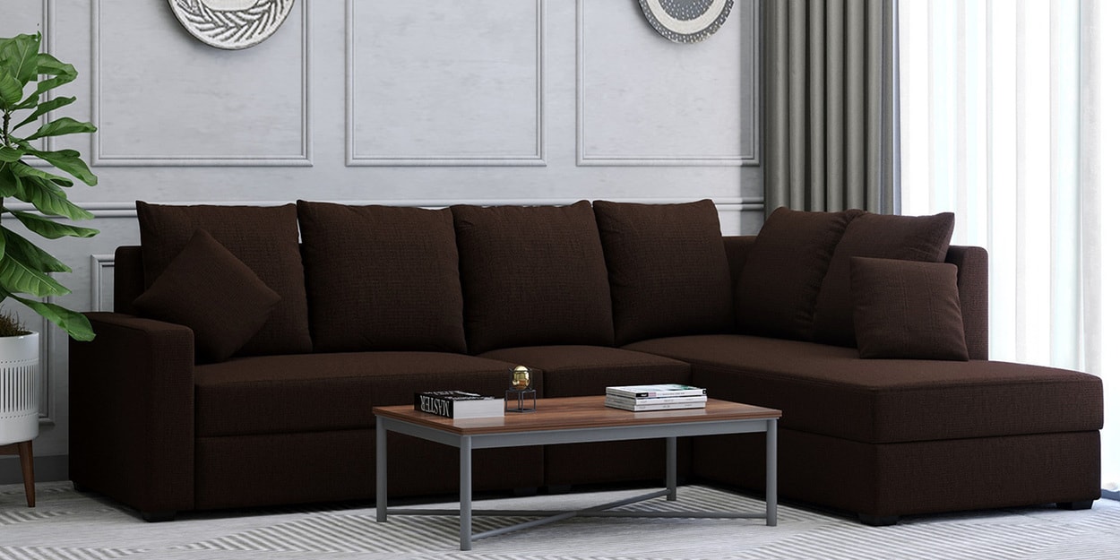 Buy Jordan Fabric LHS Sectional Sofa in Brown Colour at 5 OFF by Muebles Casa Pepperfry