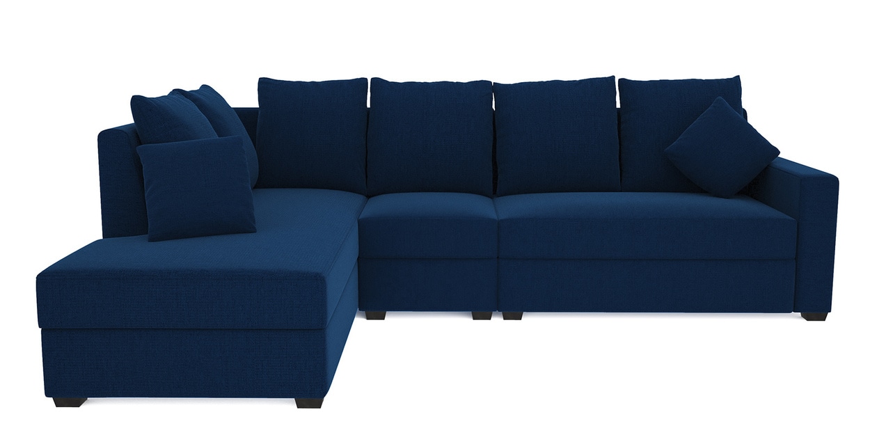 Buy Jordan Fabric RHS Sectional Sofa(3+ Lounger)in Blue Colour by Muebles Casa Online Lawson