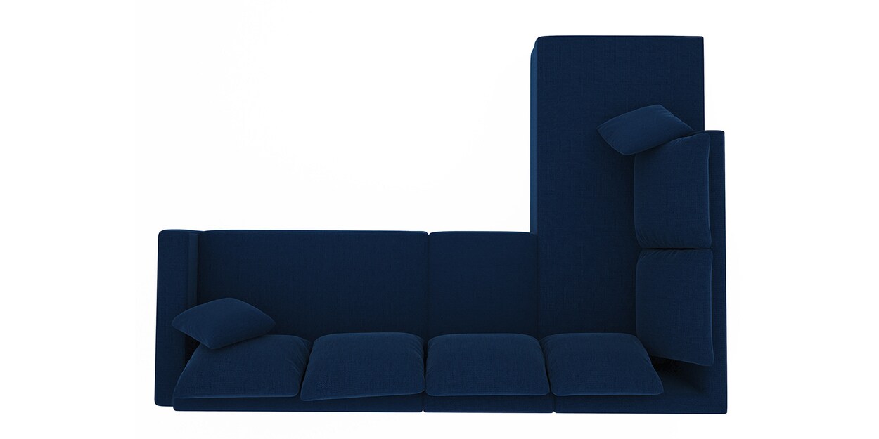 Buy Jordan Fabric RHS Sectional Sofa(3+ Lounger)in Blue Colour by