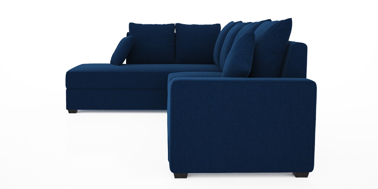 Buy Jordan Fabric RHS Sectional Sofa(3+ Lounger)in Blue Colour by