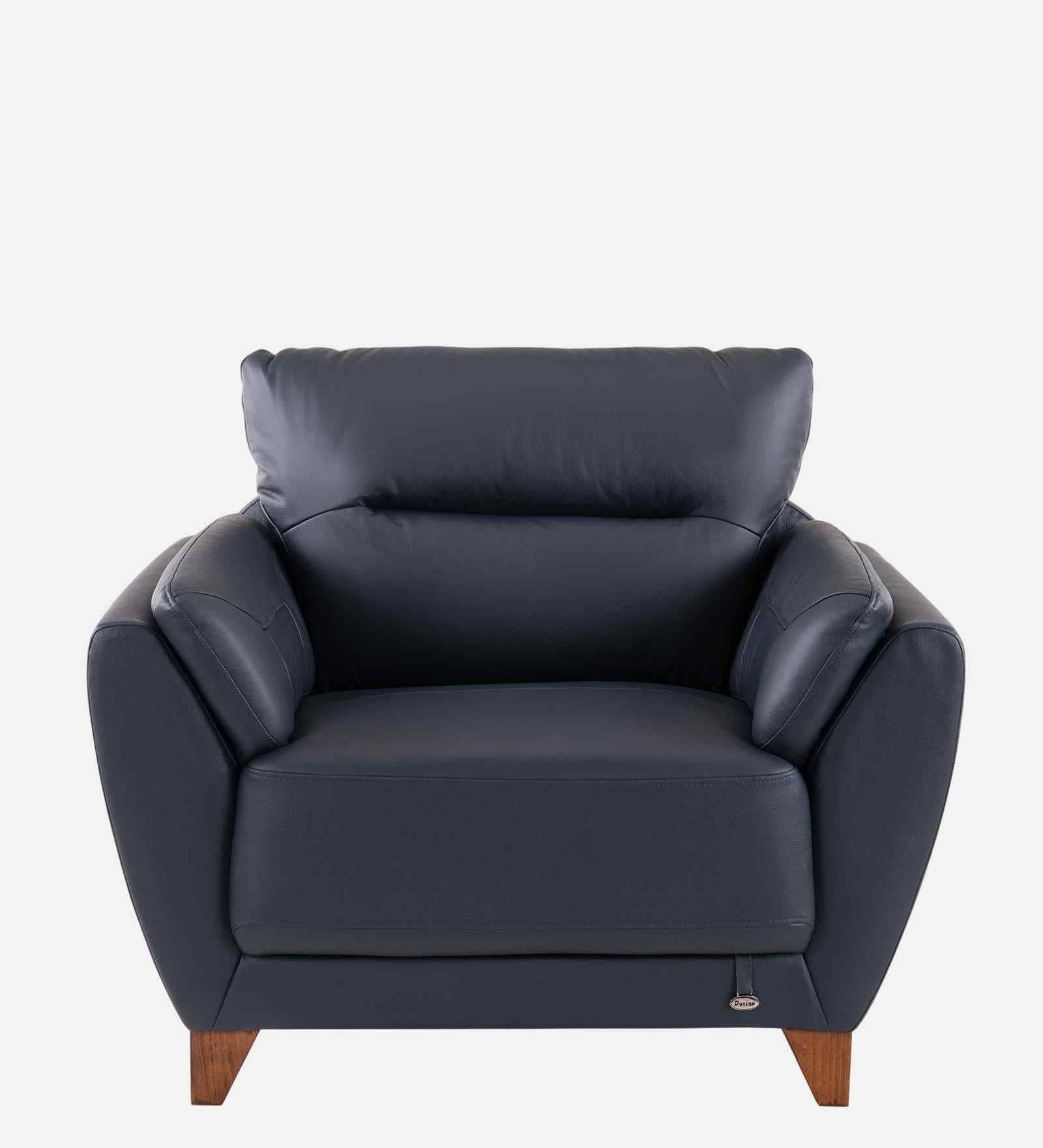 Johanna Leather 1 Seater Sofa In Blue Finish Johanna Leather 1 Seater Sofa In Blue Finish