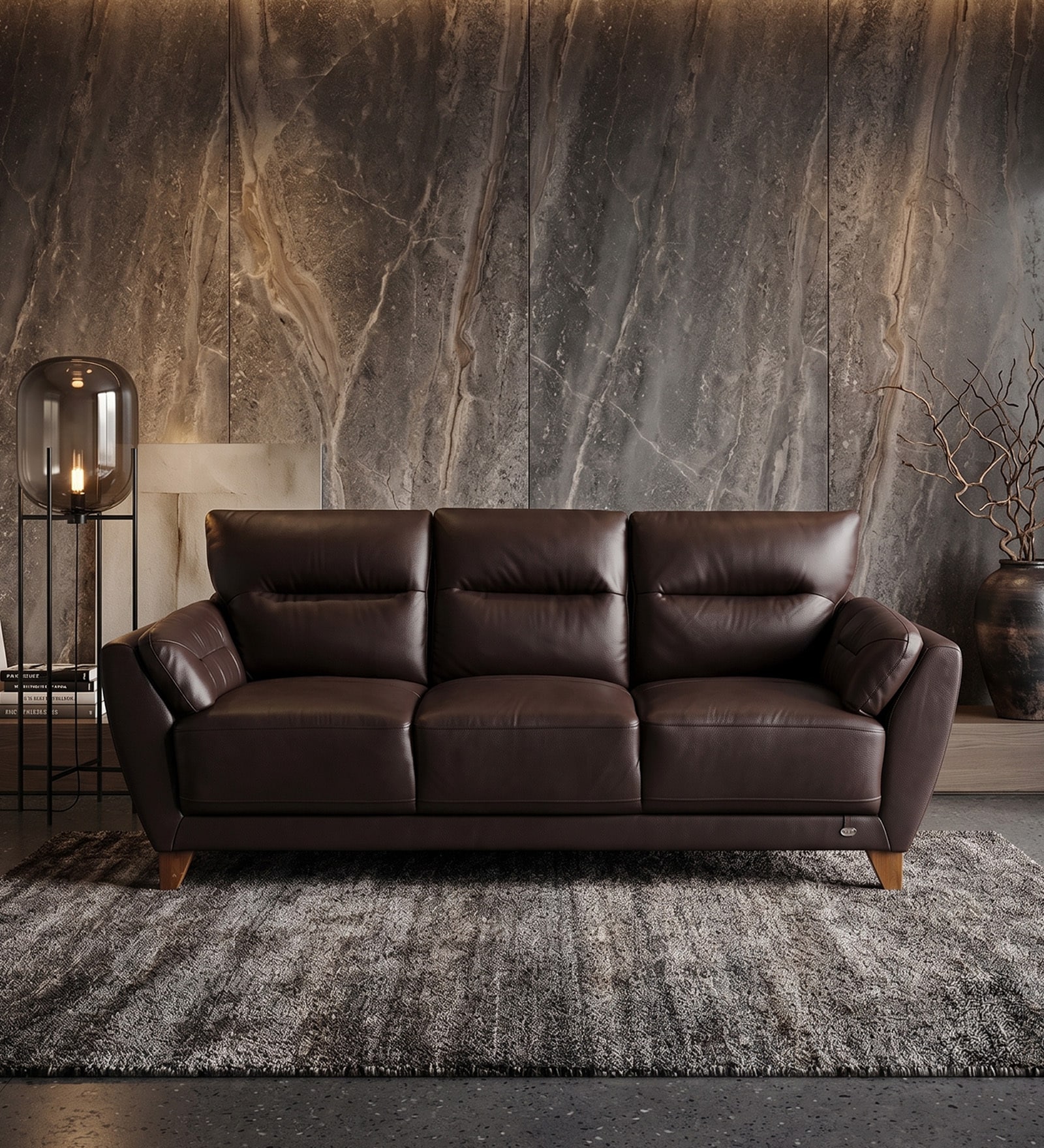 Johanna 3 Seater Sofas In Brown Finish Johanna 3 Seater Sofas In Brown Finish