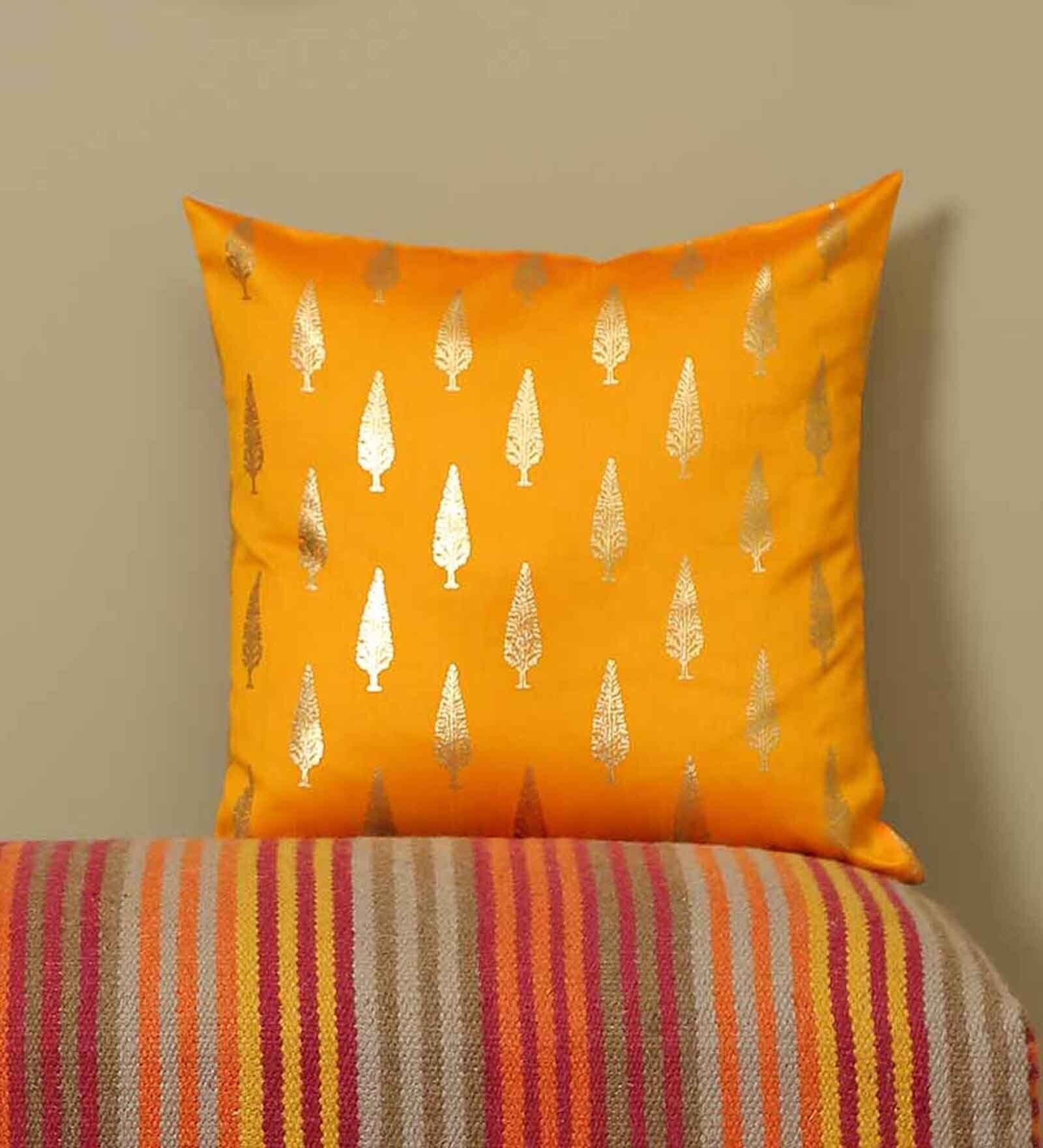 Buy Johra (17.7x17.7) Mustard Colour Cushion Cover by Home4U at 3 OFF