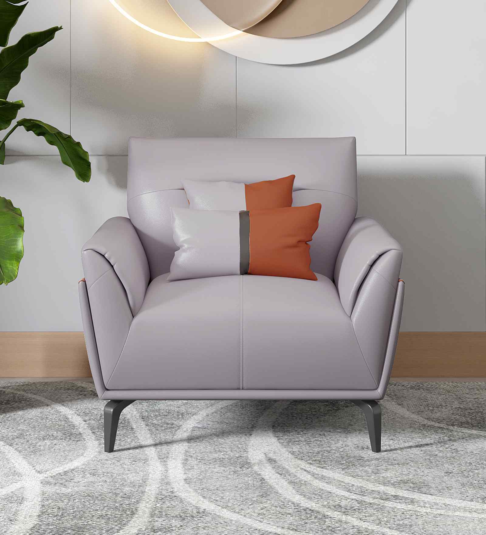 Jonas Leatherette 1 Seater Sofa In Oyster Grey Colour Jonas Leatherette 1 Seater Sofa In Oyster Grey Colour