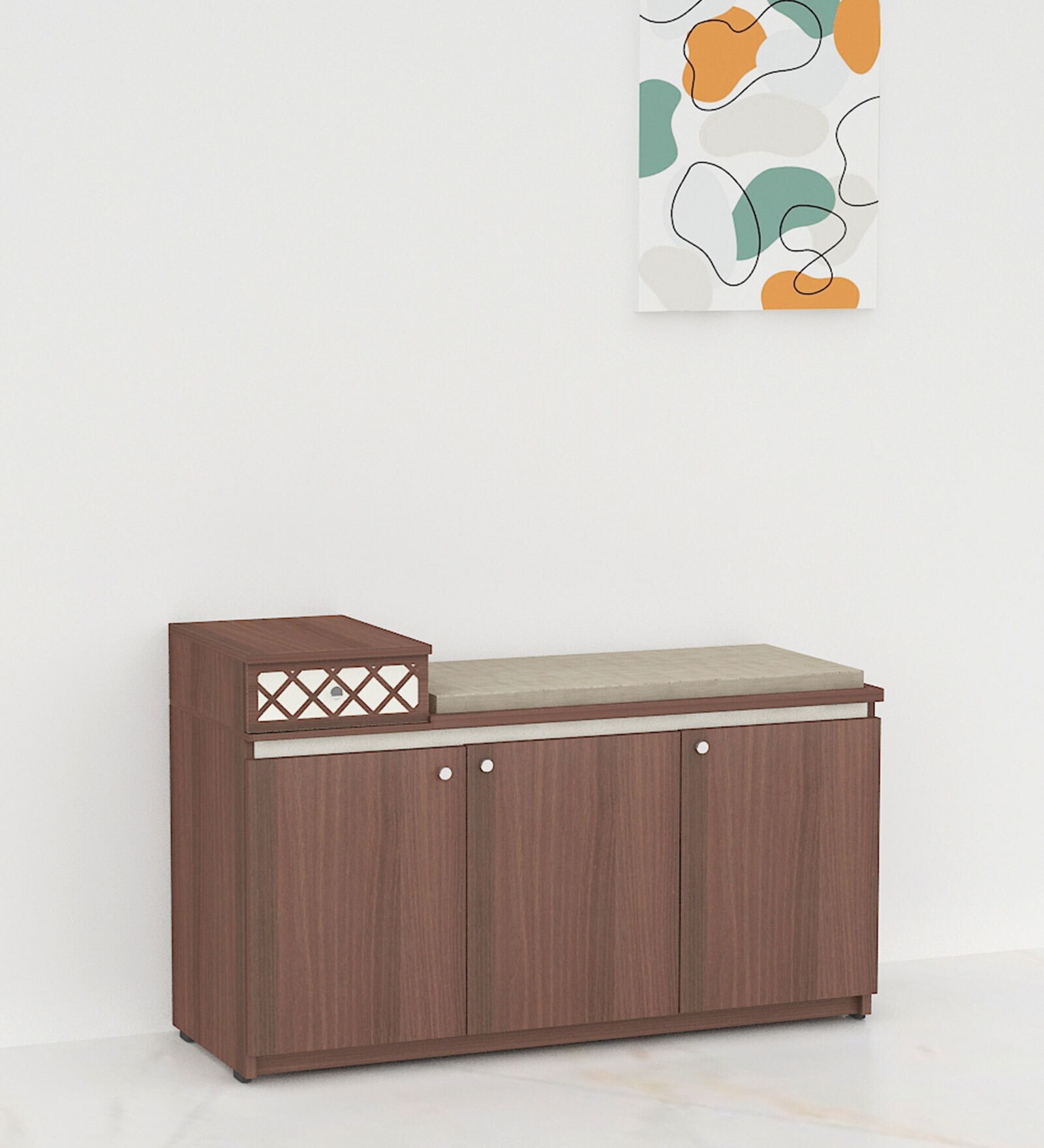 Jordan Shoe Rack with Seating in Wenge and Frosty White Finish