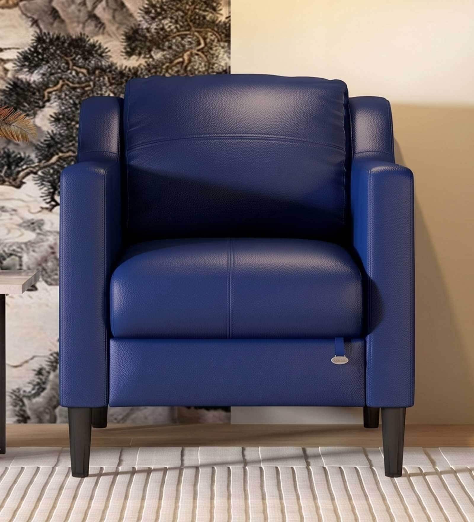 Jordana 1 Seater Sofa In Blue Colour With Matte Finish