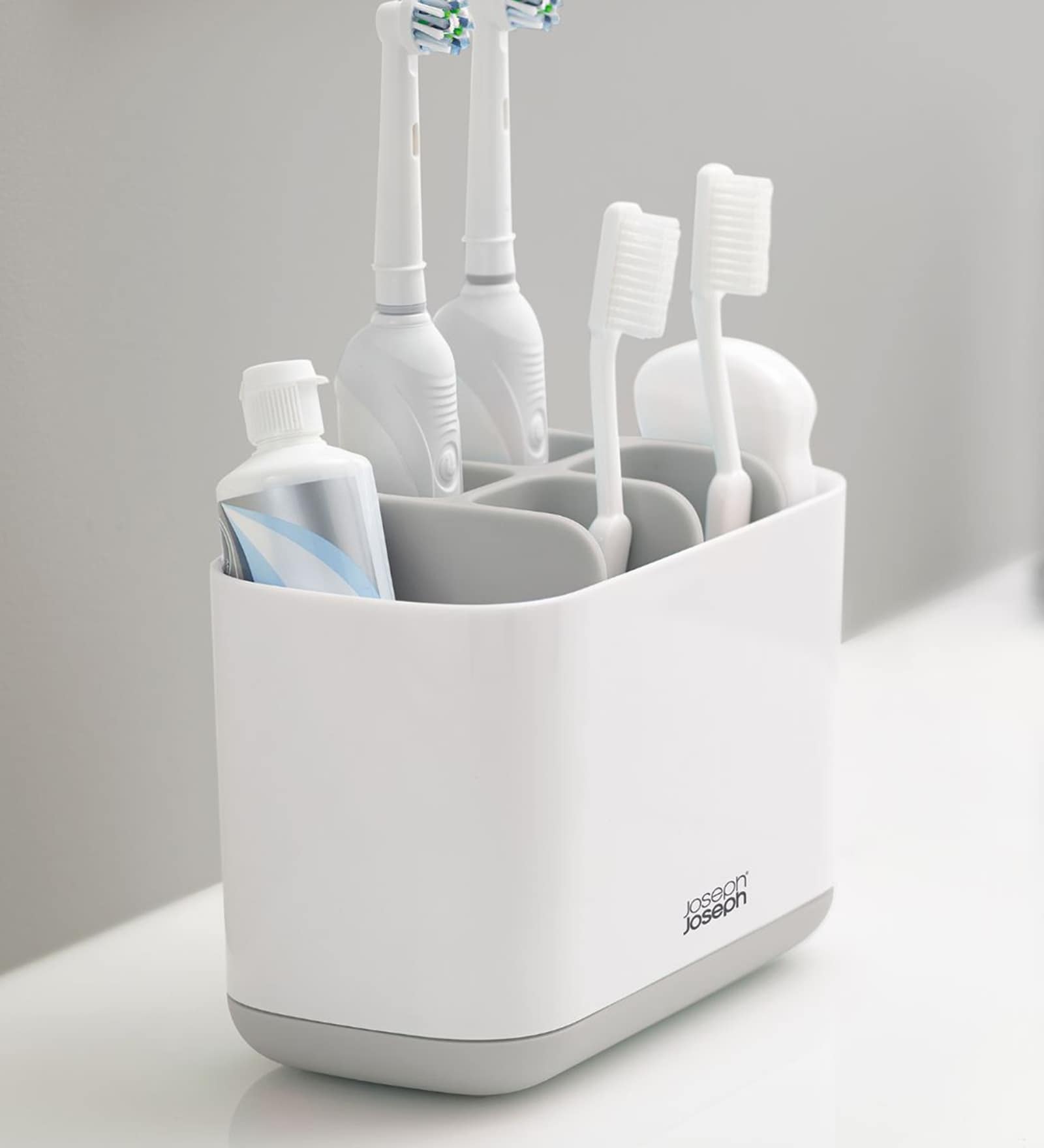 White & Grey EasyStore Large Toothbrush Holder