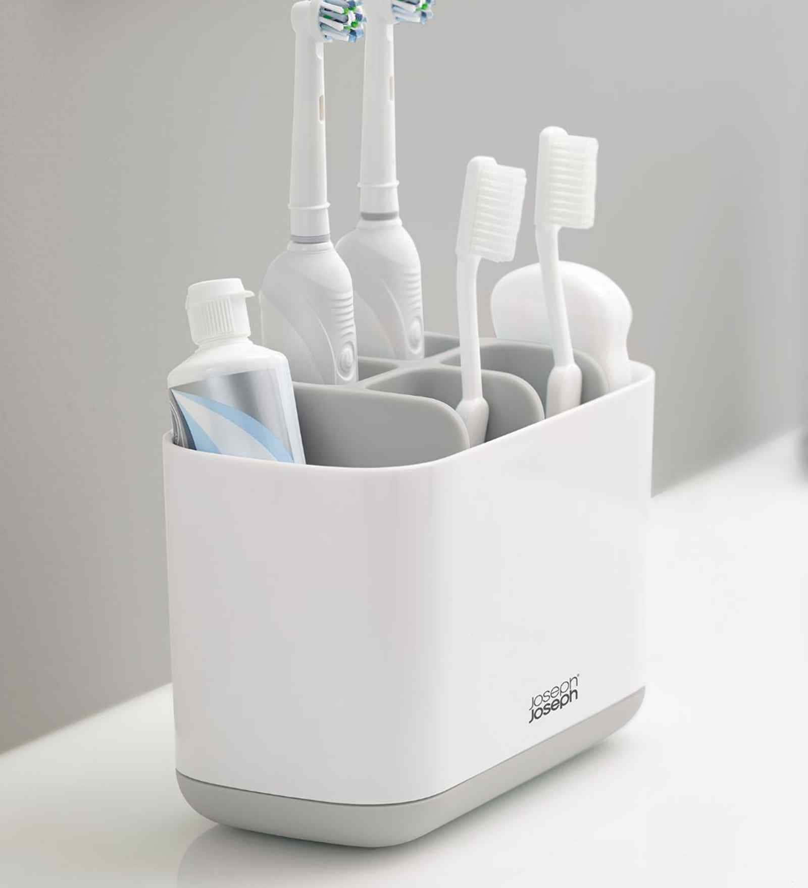White & Grey EasyStore Large Toothbrush Holder