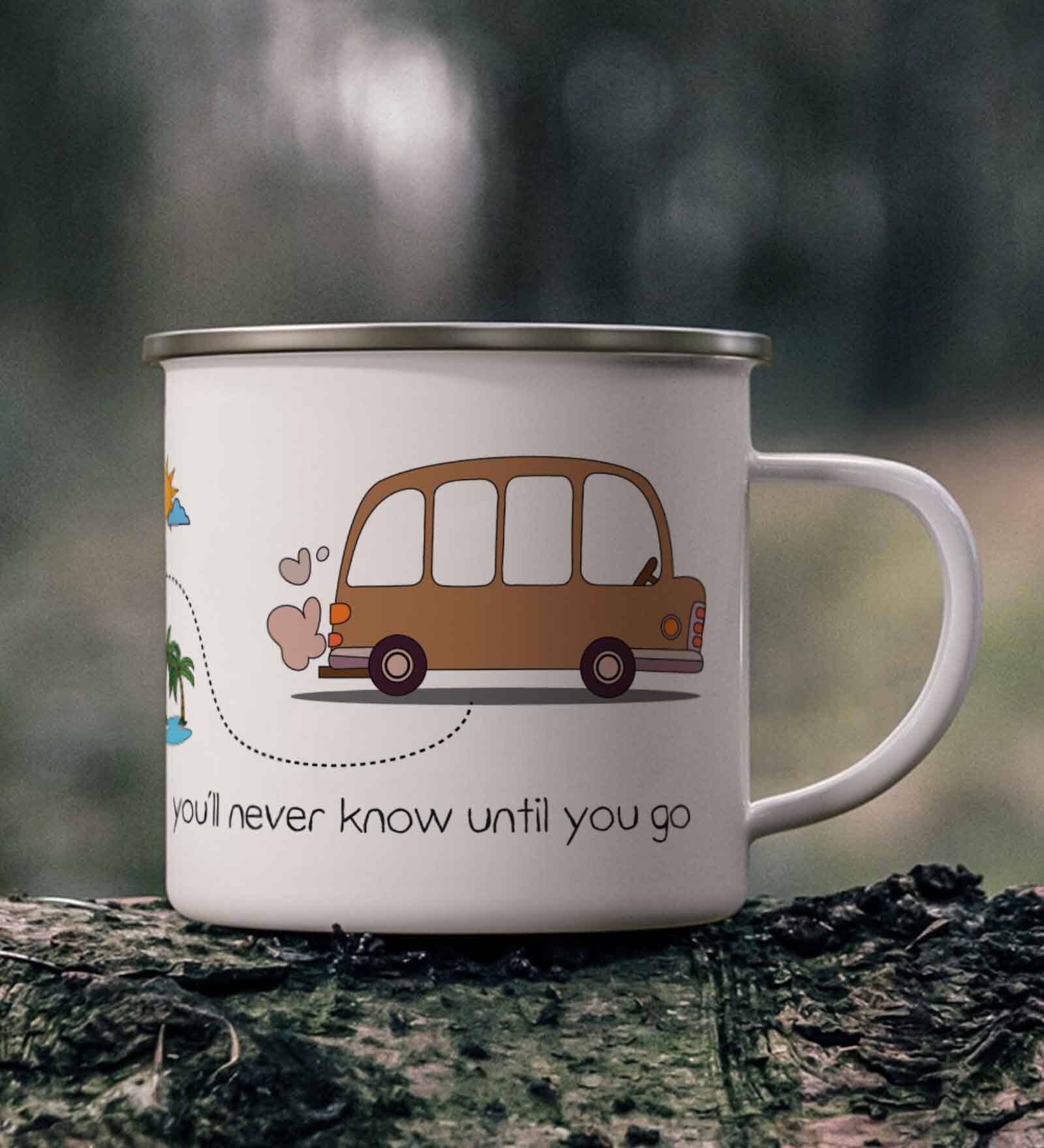 Journey Enamel Printed White 350ml Stainless Steel Coffee Mug