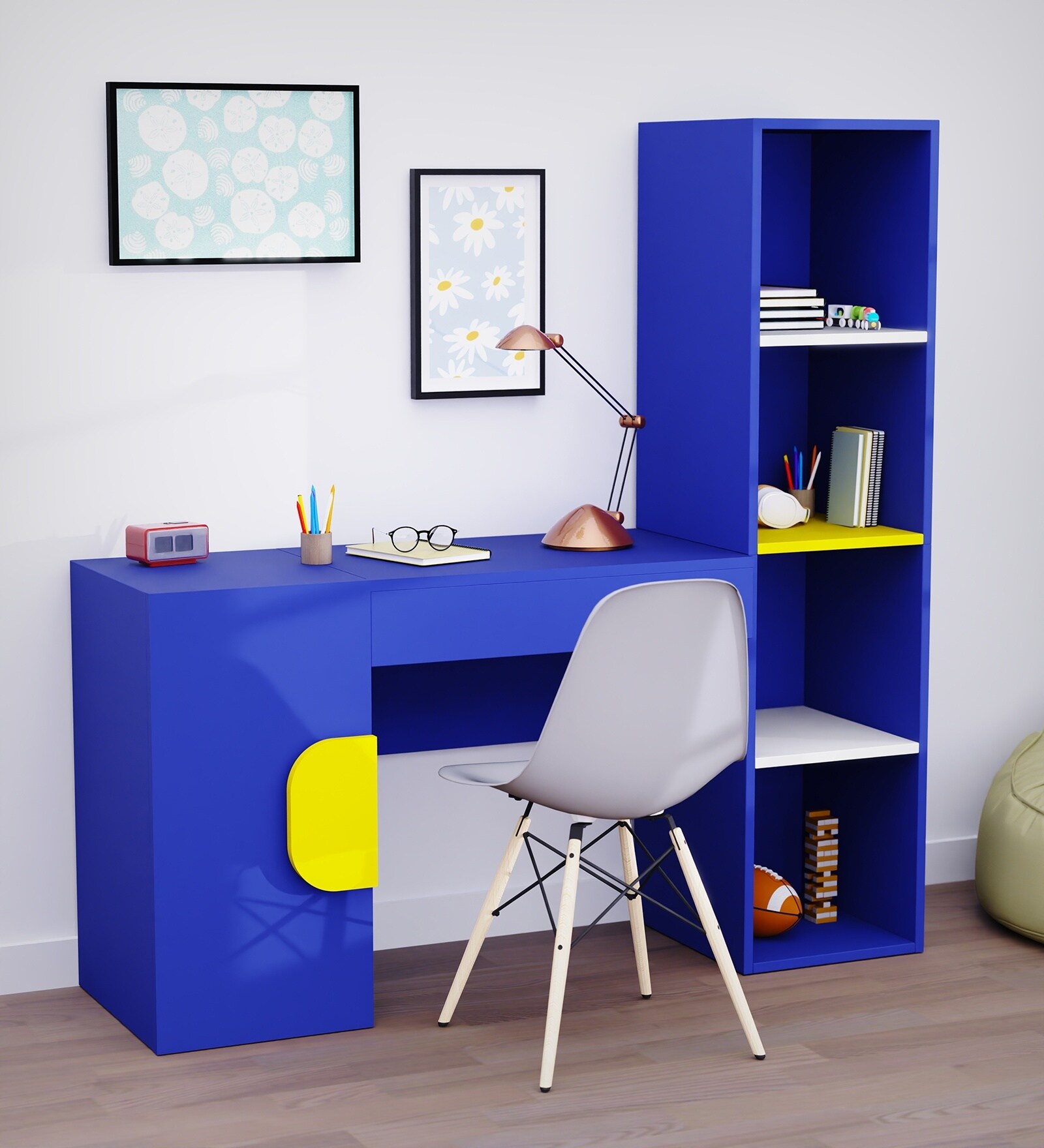 Joy Ride Study Table In Electric Blue Colour
