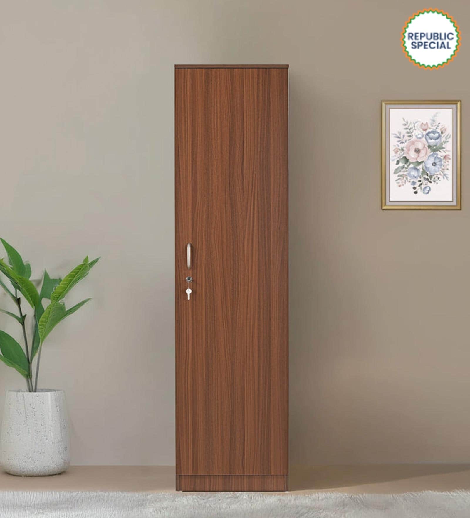 Joyce 1 Door Wardrobe in Classic Walnut Finish