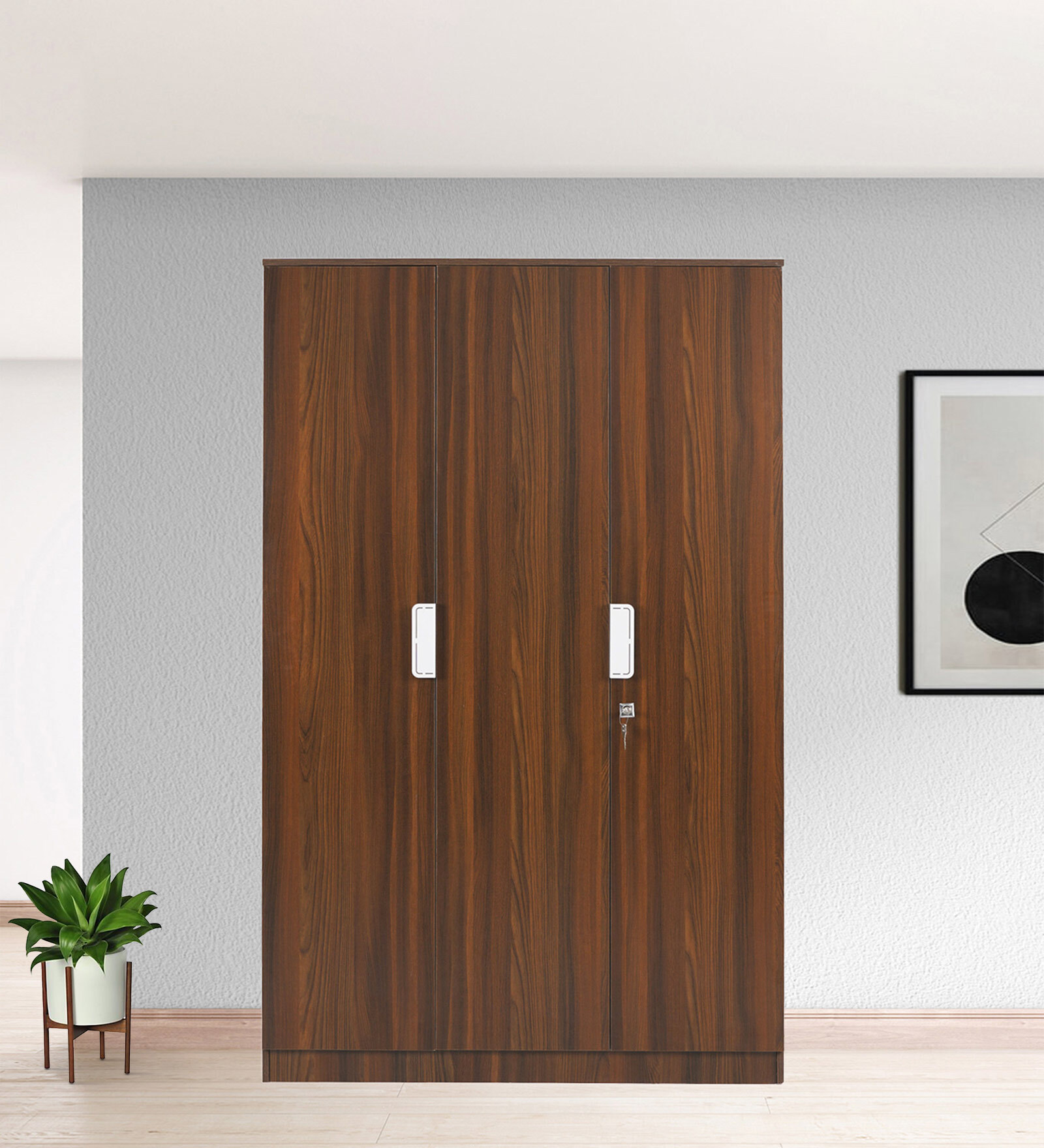 Joyce 3 Door Wardrobe in Classic Walnut Finish