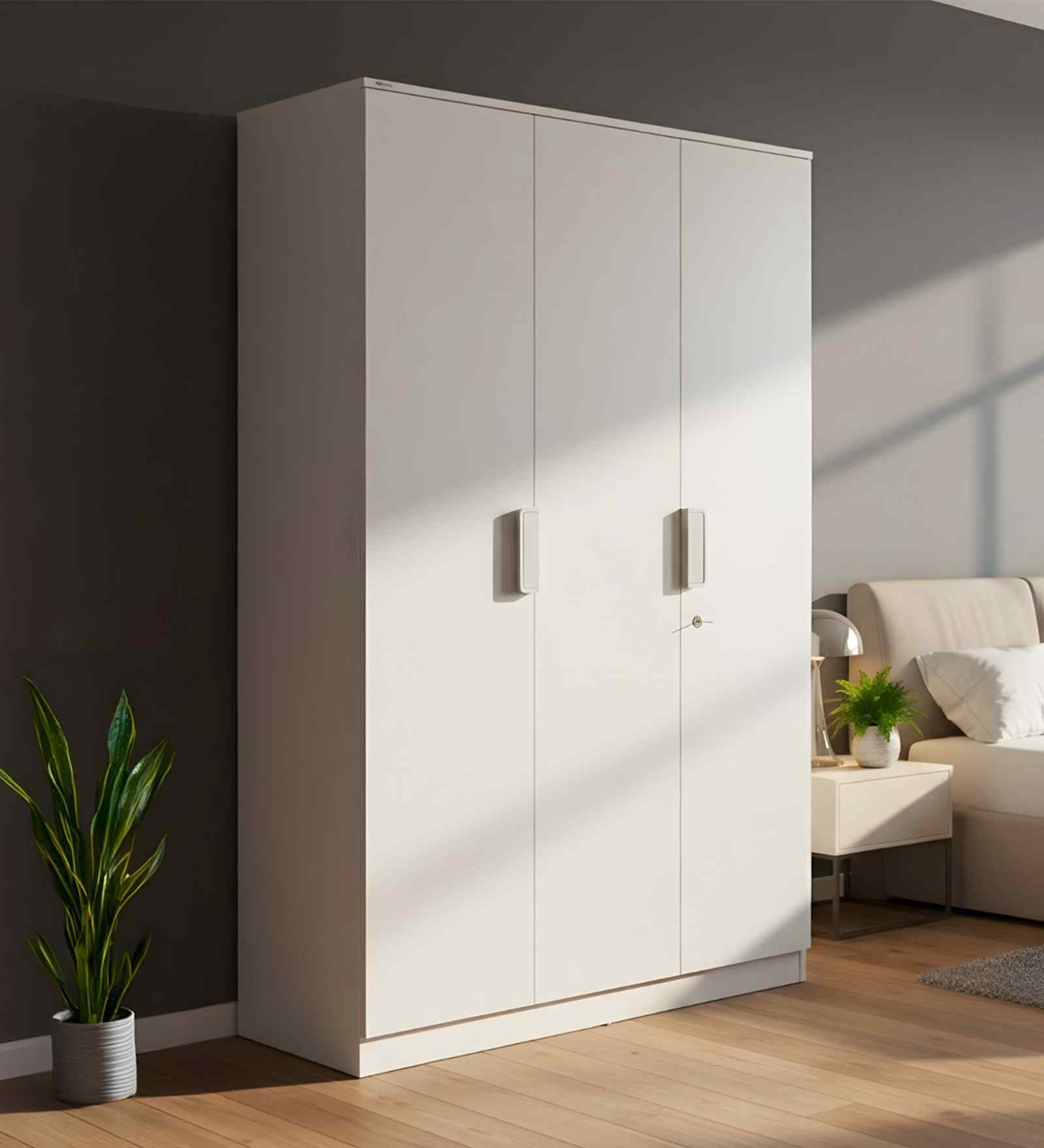 Joyce 3 Door Wardrobe In Frosty White Finish