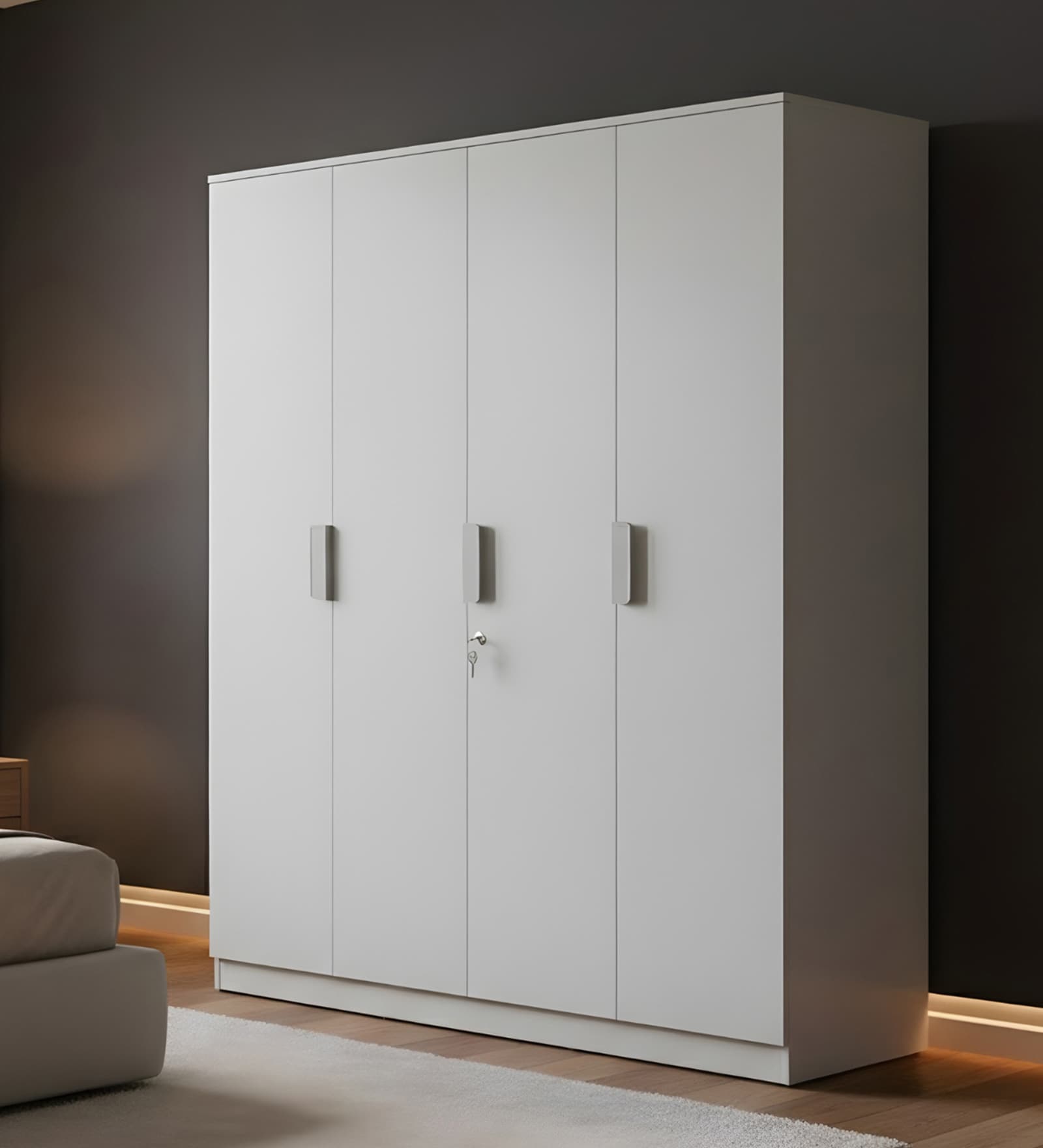Joyce 4 Door Wardrobe In Frosty White Finish