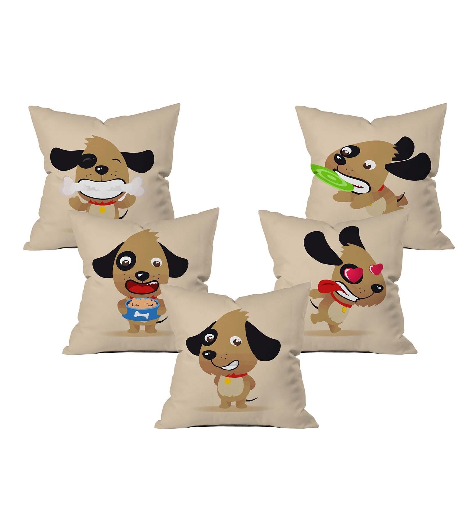 Joyfull Puppy Cushion Cover Set of 5