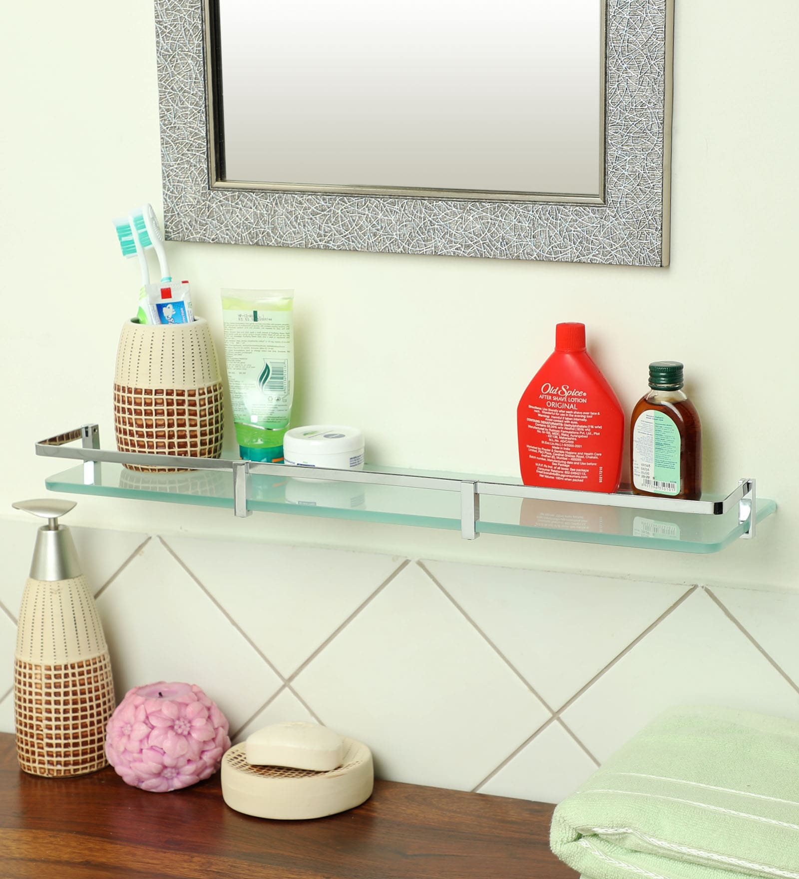 Buy Joyo Cera Chrome Finish Frosted Glass 21 x 5 Inch Front Bathroom ...