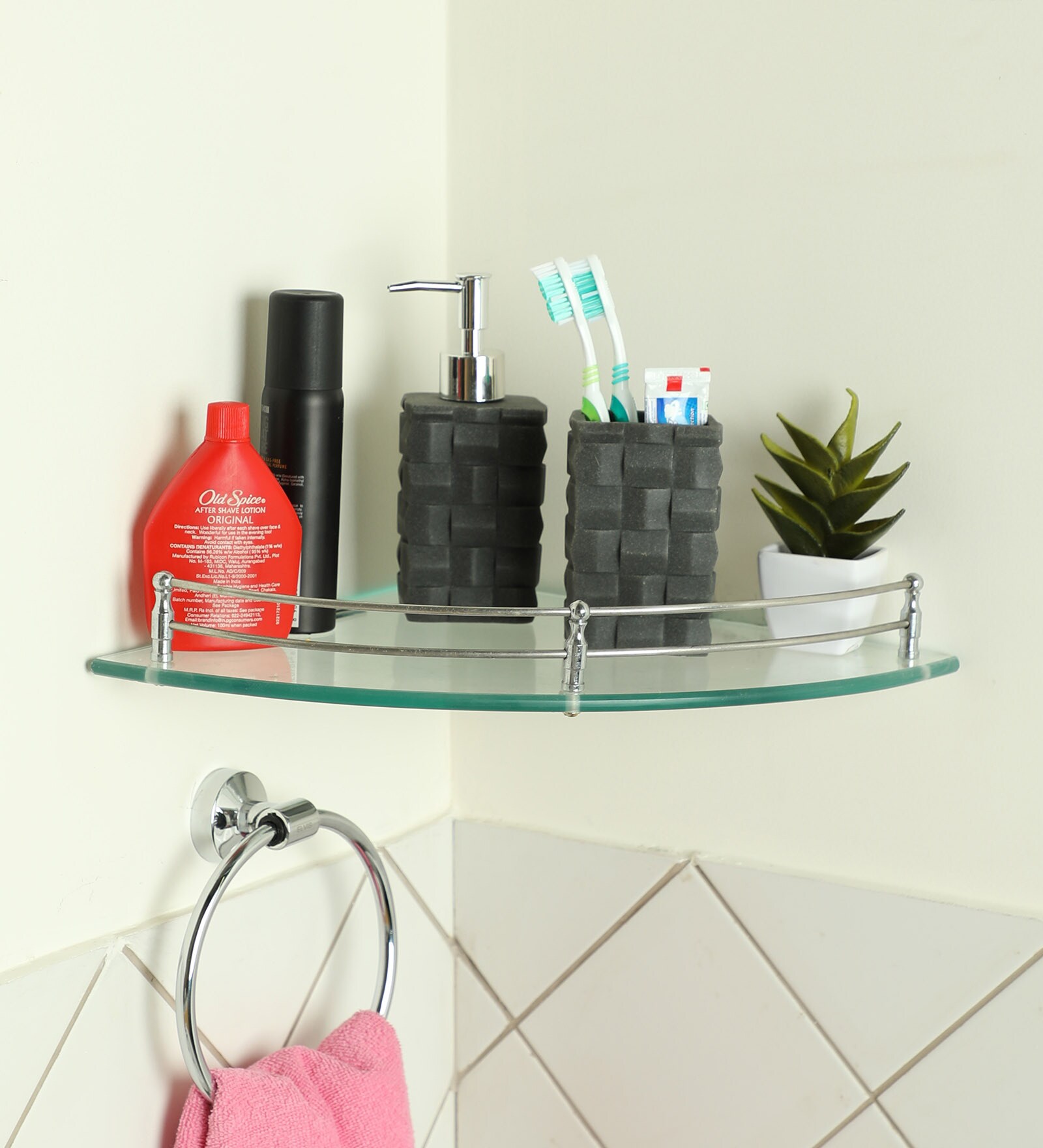 Buy Joyo Cera Transparent Glass 12 x 12 Inch Corner Bathroom Shelves