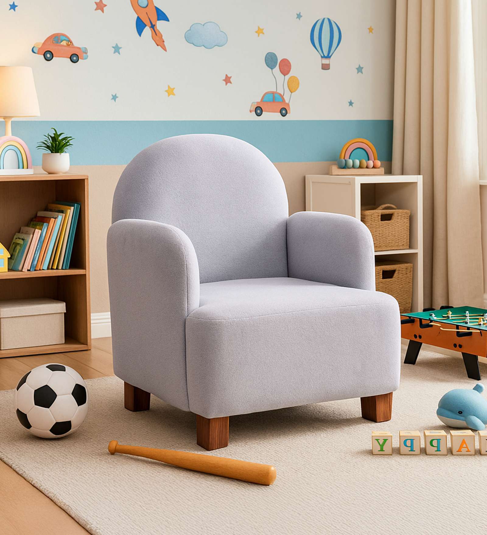Joyville Fabric Upholstery Low Back Kids Chair In Grey Colour