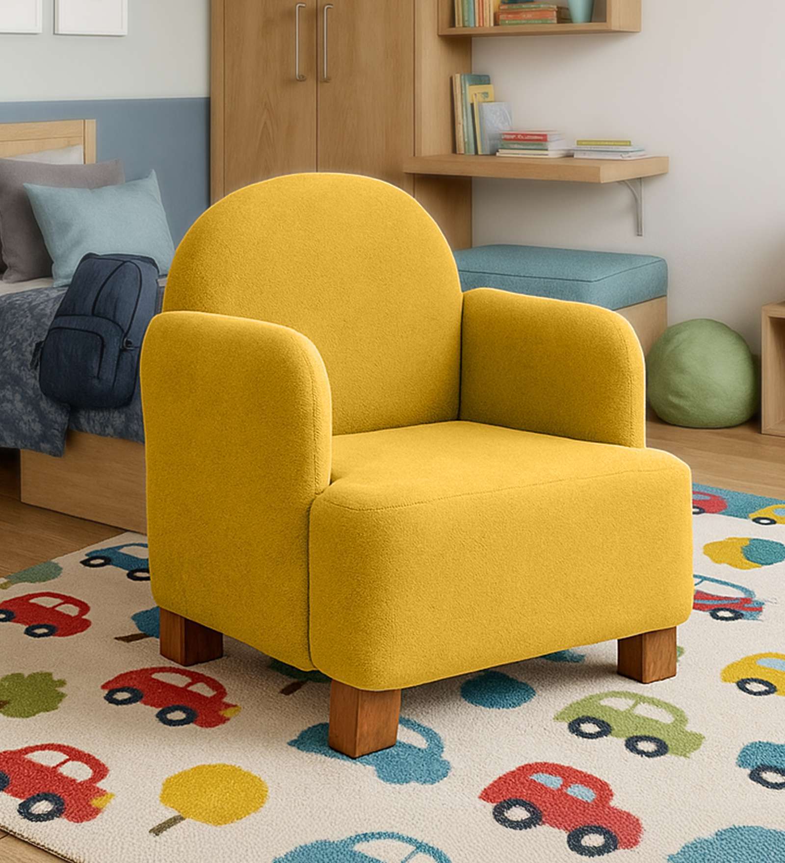 Joyville Fabric Upholstery Low Back Kids Chair In Yellow Colour