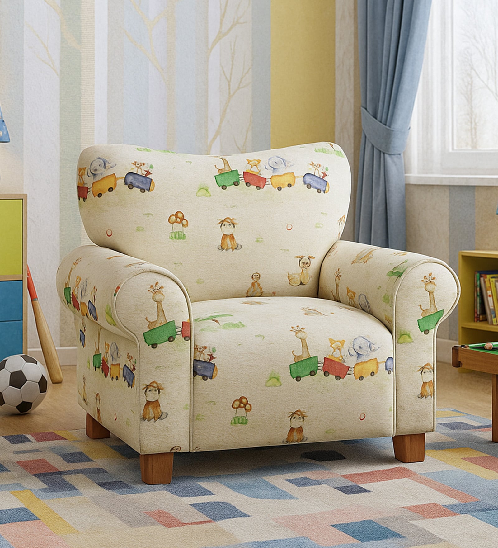 Joyville Low Back Kids Sofa In Multi Colour