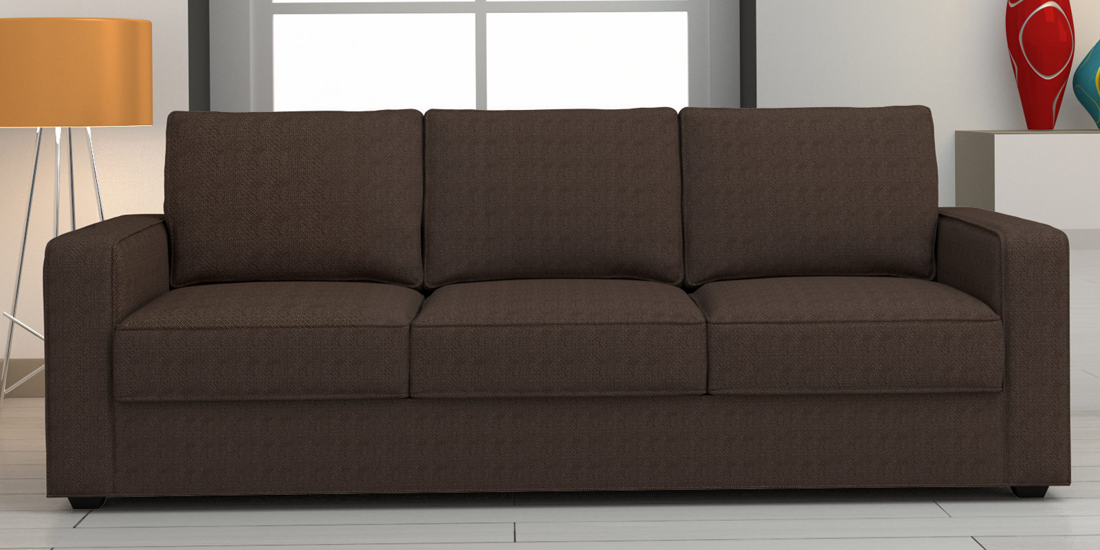 Buy Jordana Three Seater Sofa in Cedar Brown Colour by CasaCraft Online