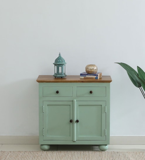 Joaquin Mango Wood Cabinet In Canary Green Finish
