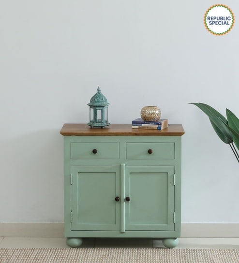 Joaquin Mango Wood Cabinet In Canary Green Finish