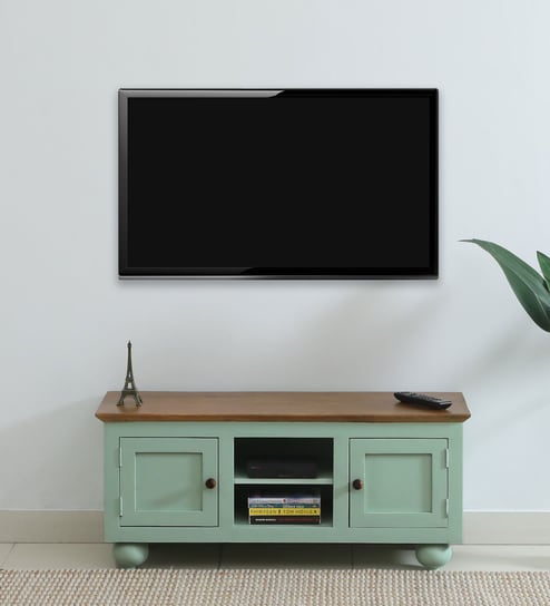 Joaquin Mango Wood TV Unit In Canary Green Finish