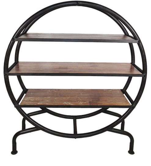 John Round Napa Metal Wood Display Unit In Black Brown Colour By Asian Arts