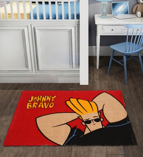 Buy Johnny Bravo Anti Skid Rug In Red Colour 50x70 Cm By Saral