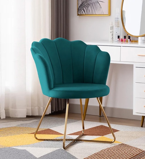 Jolo Velvet Low Back Lounge Chair In Green Colour