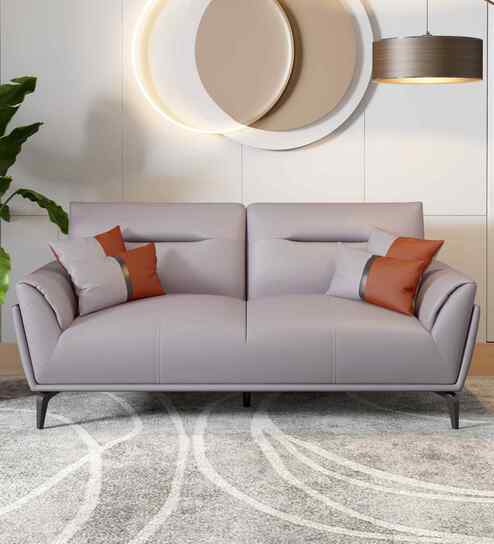 Jonas Leatherette 3 Seater Sofa In Oyster Grey Colour