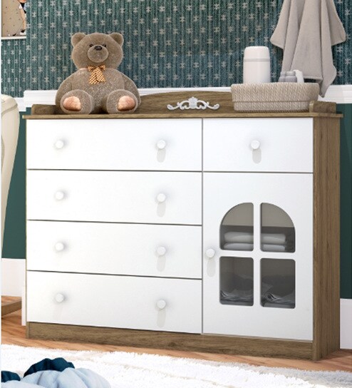 Buy Joquin Chest Of Five Drawers In Almond White Finish By