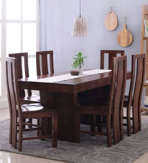 Jordan Capra 6 Seater Dining Set In Provincial Teak Finish By The Armchair