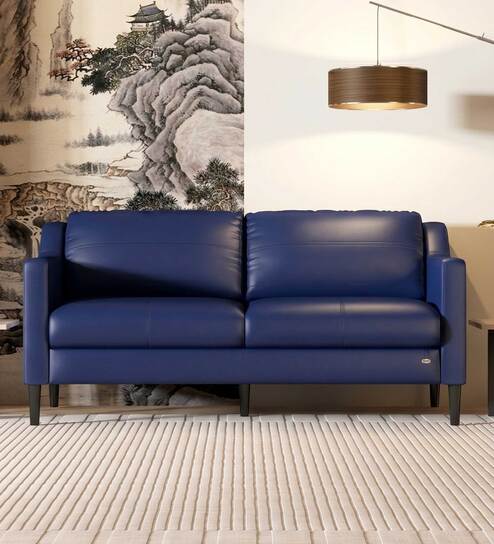 Jordana 3 Seater Sofa In Blue Colour With Matte Finish