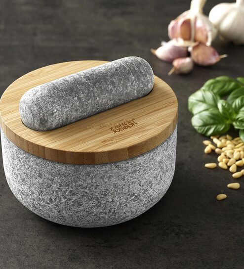 Joseph Joeseph Gadgets Dash Pestle & Mortar With Bamboo Lid - Granite