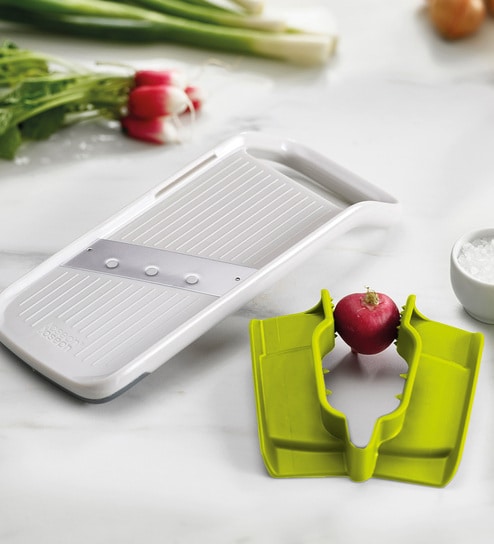 Joseph Joseph Duo Multi-grip Mandoline, Fruit and Vegetable Slicer with precision food grip, White