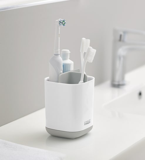 White & Grey- Small EasyStore Toothbrush Caddy