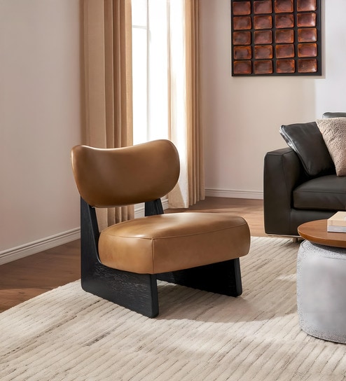 Joshua Leatherrate Arm Chair In Tan Color