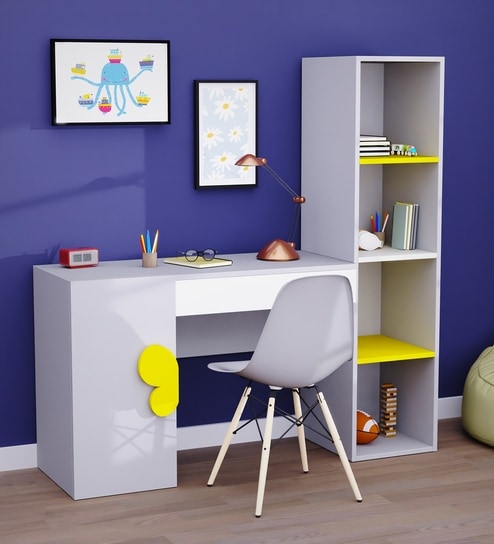 Joy Ride Study Table In Silver Gray Colour
