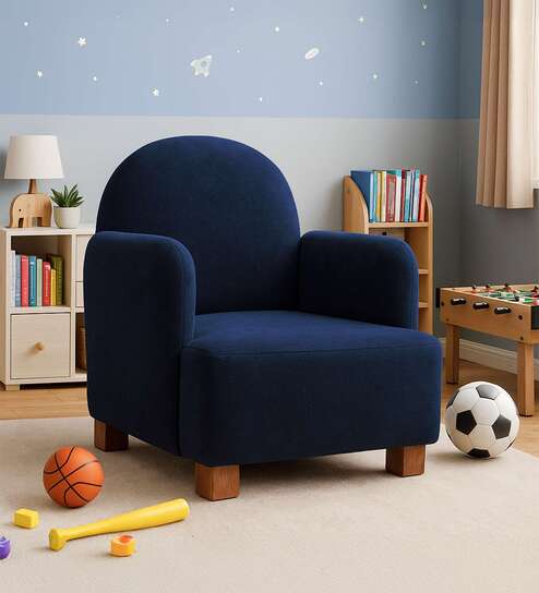 Joyville  Fabric Upholstery Low Back Kids Chair In Blue Colour
