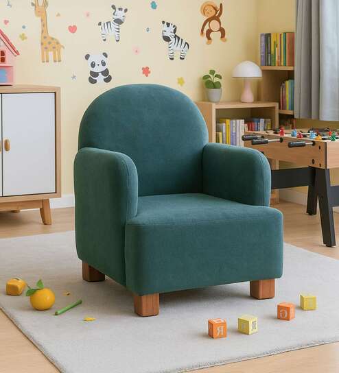 Joyville Fabric Upholstery Low Back Kids Chair In Green Colour