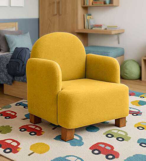 Joyville Fabric Upholstery Low Back Kids Chair In Yellow Colour