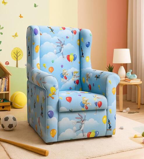 Joyville High Back Kids Sofa In Blue Colour
